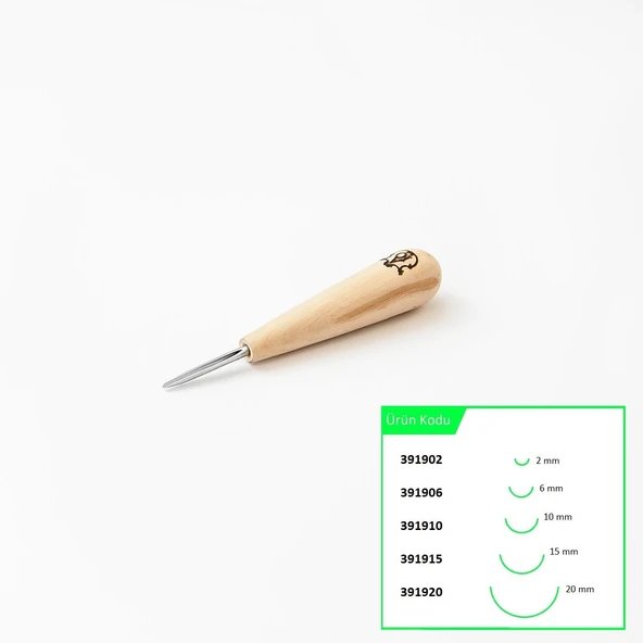 STRYI 391902 Kısa Tip Derin Oluklu Ahşap Oyma Iskarpelası 2 mm - 3