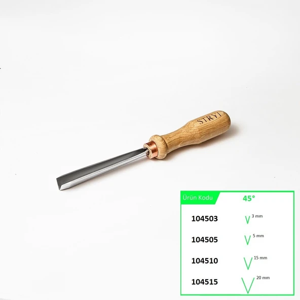 STRYI 104515 V Ağız 45 Derece Ahşap Oyma Iskarpelası 15 mm - 2