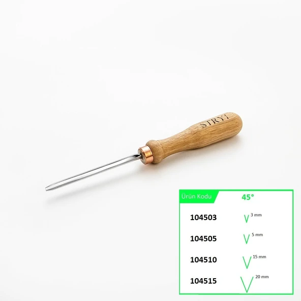 STRYI 104503 V Ağız 45 Derece Ahşap Oyma Iskarpelası 3 mm - Resim 12