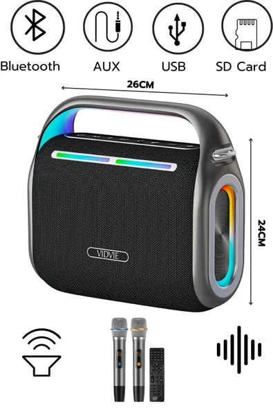 VIDVIE Xl-SP922 Şarjlı 2 Mikrofonlu 150W Bluetooth Hoparlör