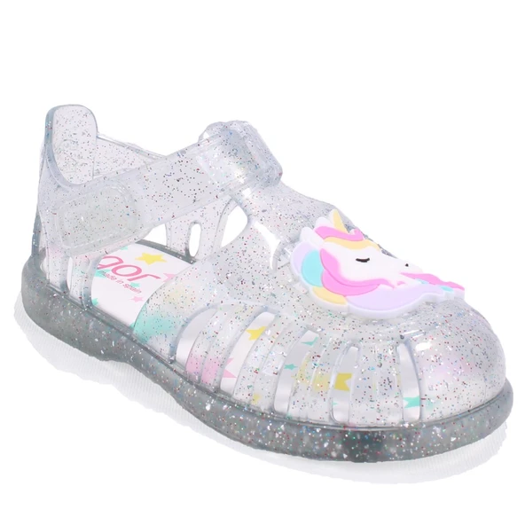 Igor S10341 Tobby Unicornio Beyaz Şeffaf Ortopedik Günlük Kız Çocuk Sandalet