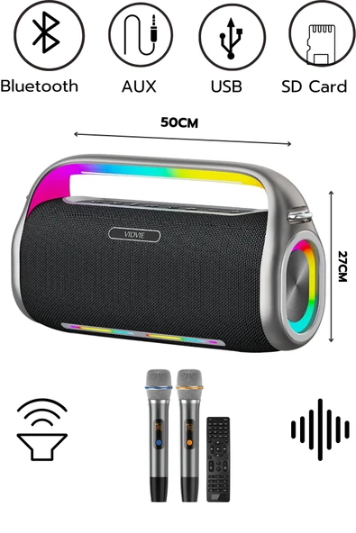 VIDVIE Xl-SP923 Şarjlı 2 Mikrofonlu 300W Bluetooth Hoparlör