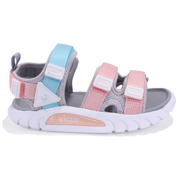 Vicco Cube 332F25Y212 Gri Pembe Ortopedik Günlük Kız Çocuk Spor Sandalet - Resim 2