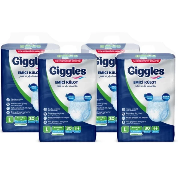 Giggles Emici Külot Büyük Boy L 30'lu 4 Adet Hasta Bezi