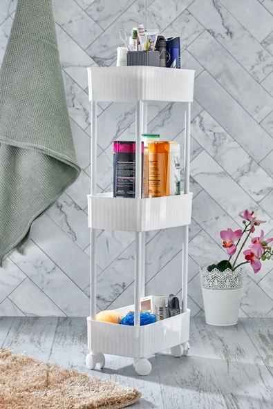 Easy 3 Katlı Çok Amaçlı Raf Banyo Ve Mutfak Organizer Düzenleyici (TEKERLEKLİ) - 5
