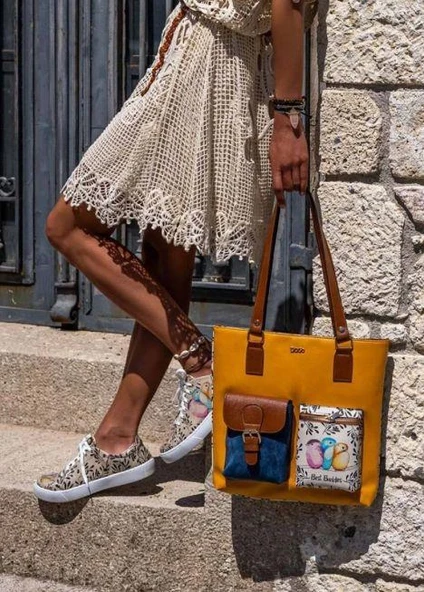 Kadın Vegan Deri Turuncu Omuz Çantası  Best Buddies Tasarım