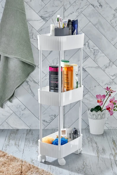 Easy 3 Katlı Çok Amaçlı Raf Banyo Ve Mutfak Organizer Düzenleyici (TEKERLEKLİ) - 3