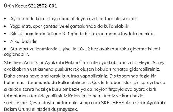 Skechers Shoe Care U Anti Odor Shoe Care 150ML Koku Önleyici Sprey - Resim 5