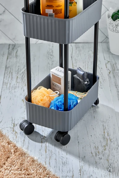Easy 3 Katlı Çok Amaçlı Raf Banyo Ve Mutfak Organizer Düzenleyici (TEKERLEKLİ) - 2