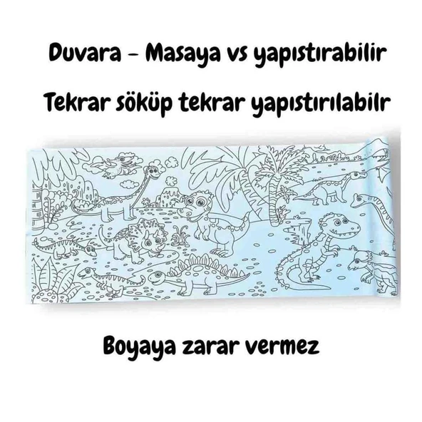 Lino Yapışkanlı Boyama Rulosu Kağıdı 200x30 cm Age Of Dınosaurs - 2