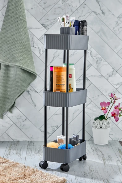 Easy 3 Katlı Çok Amaçlı Raf Banyo Ve Mutfak Organizer Düzenleyici (TEKERLEKLİ) - 7