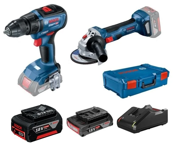 BOSCH GWS 180-LI + GSR 18V-50 Şarjlı Matkap ve Avuç Taşlama Seti - 8