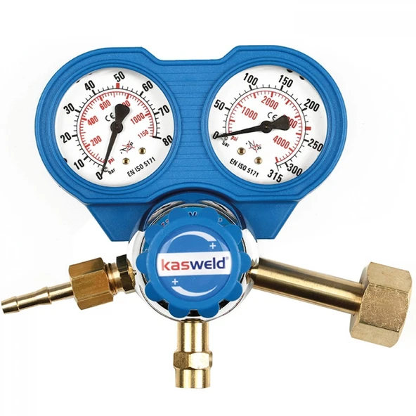 KASWELD 2401 Oksijen İçin Yüksek Basınç Düşürücü Regülatör (0-50 Bar) - 6