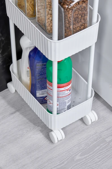 EASY 3 KATLI ÇOK AMAÇLI RAF MUTFAK VE BANYO ORGANİZER DÜZENLEYİCİ (TEKERLEKLİ) - 7