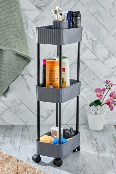 Easy 3 Katlı Çok Amaçlı Raf Banyo Ve Mutfak Organizer Düzenleyici (TEKERLEKLİ) - 10