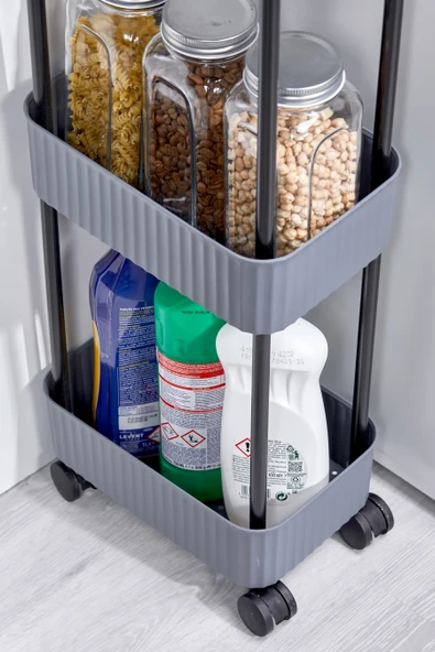 EASY 3 KATLI ÇOK AMAÇLI RAF MUTFAK VE BANYO ORGANİZER DÜZENLEYİCİ (TEKERLEKLİ) - 4