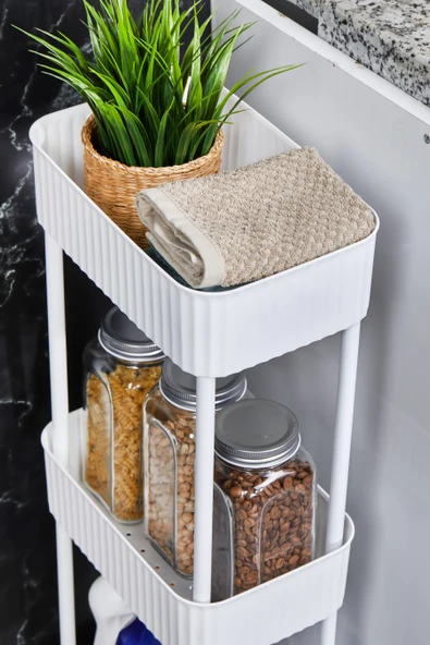EASY 3 KATLI ÇOK AMAÇLI RAF MUTFAK VE BANYO ORGANİZER DÜZENLEYİCİ (TEKERLEKLİ) - 6