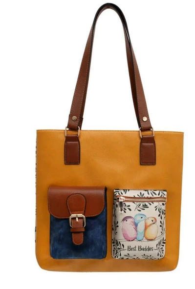 Kadın Vegan Deri Turuncu Omuz Çantası  Best Buddies Tasarım - 2