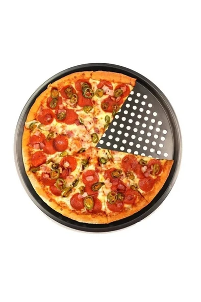Yanmaz Yapışmaz Delikli Teflon Pizza Tepsisi Tavası 26cm - 2
