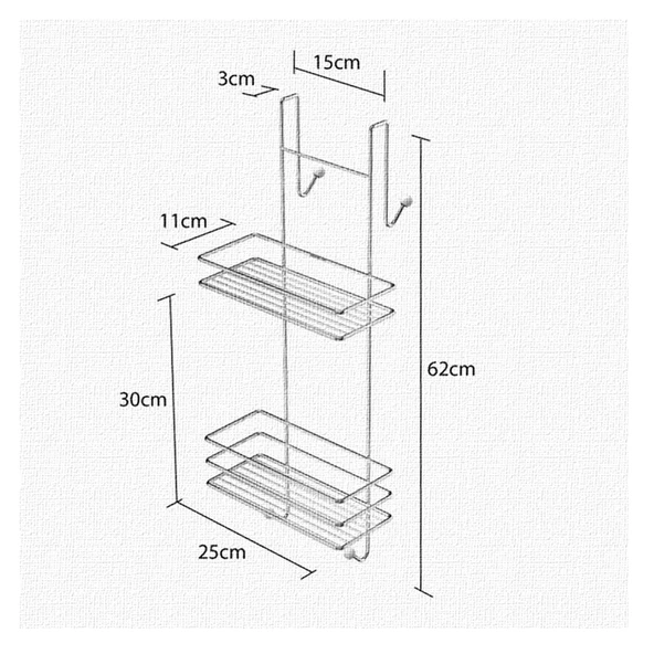 Tekno Tel LM-065 Asmalı 2 Katlı Düz Banyo Duşakabin Rafı Siyah - 2