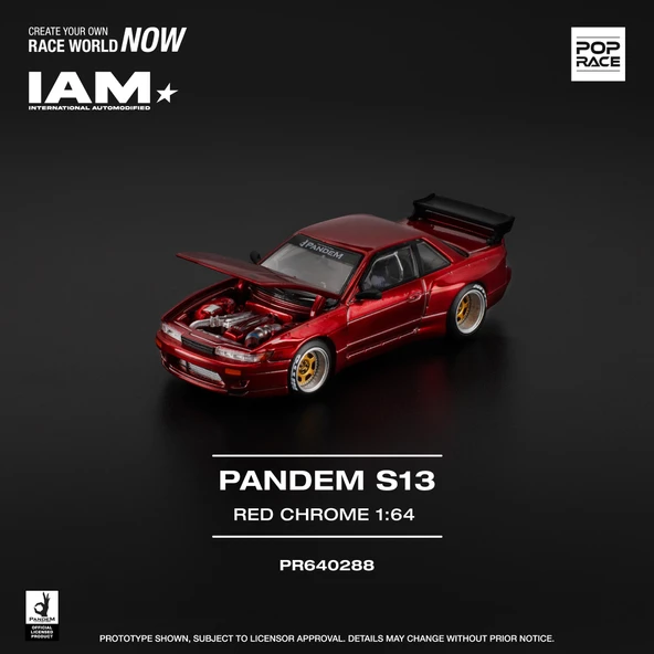 Pop Race 1/64 Pandem S13 - Kırmızı Krom
