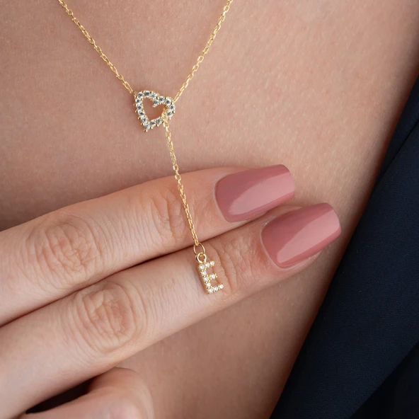 Vaoov 925 Ayar Gümüş Harf Sallantılı Kalp Kolye ürün görseli