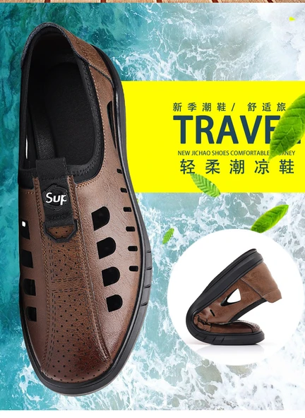 Erkek Yazlık Deri Ayakkabı (Kahverengi) - Resim 9