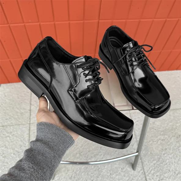 Unisex Kalın Tabanlı Oxford Ayakkabı (Siyah)