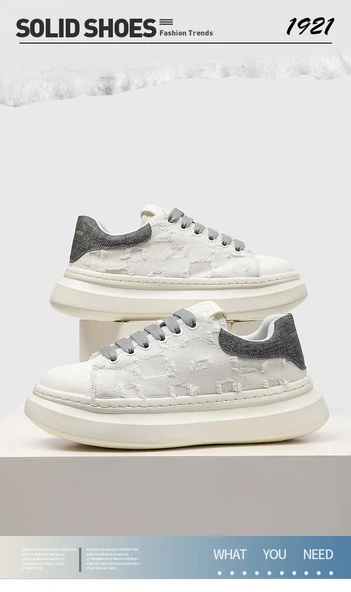 Erkek Günlük Retro Spor Ayakkabı (Beyaz Eskitme) - Resim 6