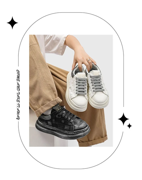 Erkek Günlük Retro Spor Ayakkabı (Beyaz Eskitme) - Resim 7