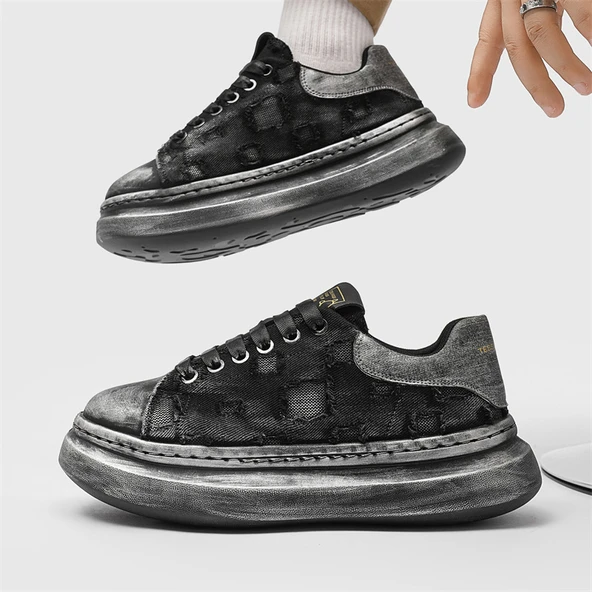 Erkek Günlük Retro Spor Ayakkabı (Beyaz Eskitme) - Resim 5