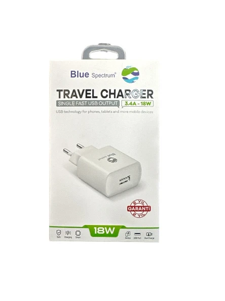 Blue Spectrum 18W 3.4A Hızlı Şarj Başlığı USB Çıkışlı - 4