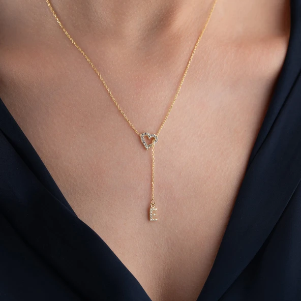 Vaoov 925 Ayar Gümüş Harf Sallantılı Kalp Kolye - Resim 2