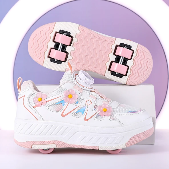 Unisex Çocuk Tekerlekli Spor Ayakkabı (Pembe)