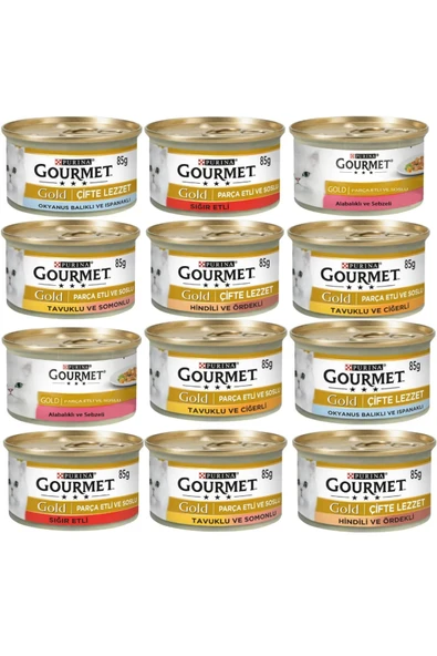 Gourmet Gold  Karışık Parça Etli Konserve Yetişkin Kedi Yaş Maması 24 X 85 Gr