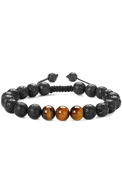 Sertifikalı Gerçek Kaplan Gözü Taşı Çift Doğal Taş Bileklik Seti Doğal Renk Siyah - Resim 5
