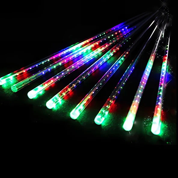 Kayan 8'li Renkli LED Çubuk Işık Dekoratif Aydınlatma Efekti İç ve Dış Mekan Uyumlu - 4