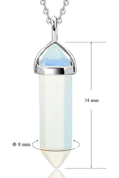 Sertifikalı Çivi Model Opal - Ay Taşı Kolye Doğal Şeffaf Renk 50 cm Kahverengi Renk STD Beden - Resim 4