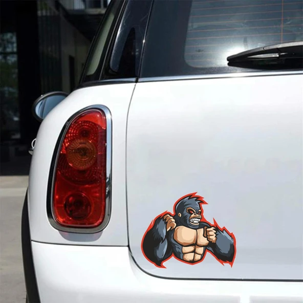 Öfkeli Goril Sticker 10x10 cmRenkli Sticker - Resim 2