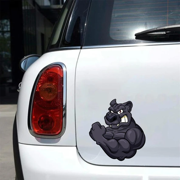 Kızgın Kaslı Panter Sticker 10x10 cmRenkli Sticker - Resim 2