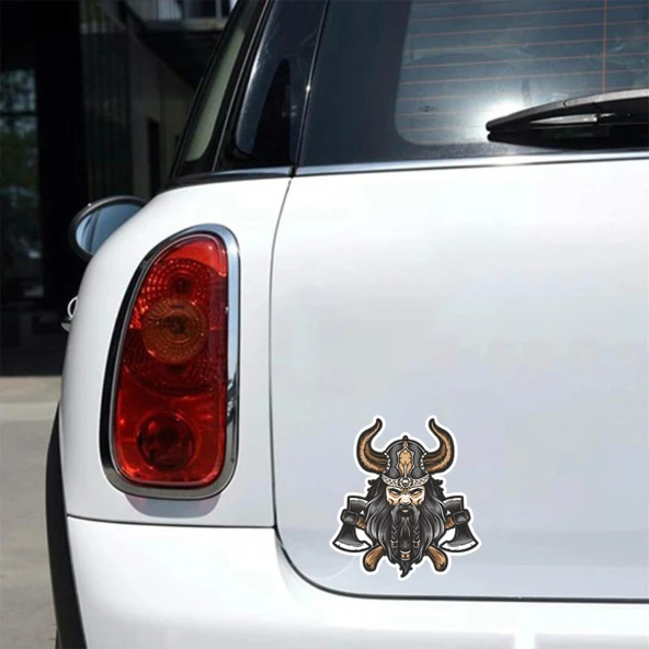 Öfkeli Viking Sticker 10x10 cmRenkli Sticker - Resim 2