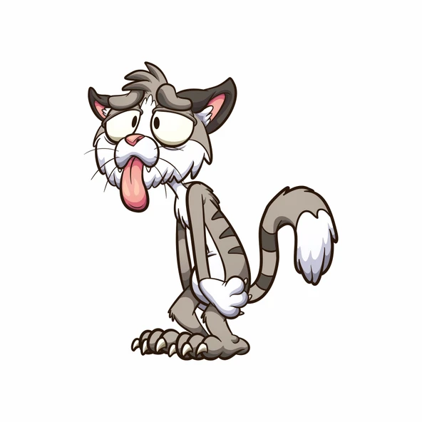 Bıkkın Kedi Sticker 10x10 cmRenkli Sticker - 1
