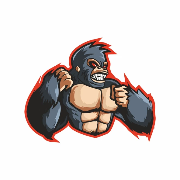 Öfkeli Goril Sticker 10x10 cmRenkli Sticker ürün görseli