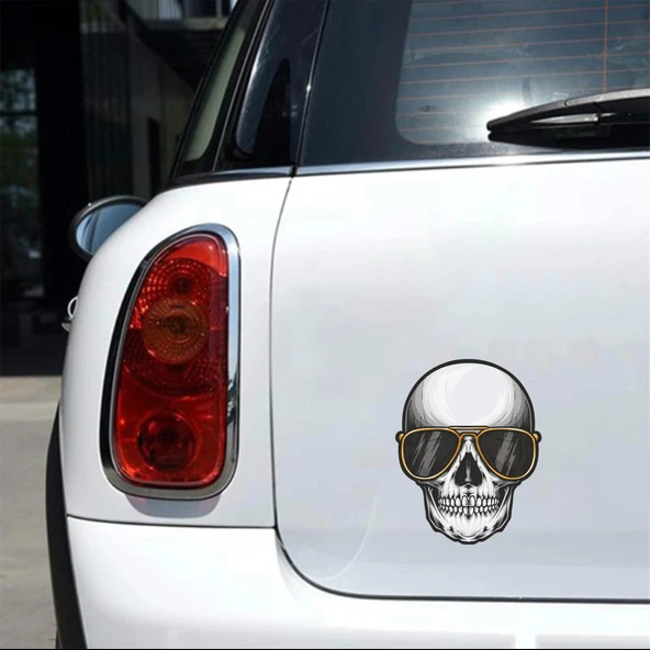 Havalı Kurukafa Sticker 10x10 cmRenkli Sticker - Resim 2