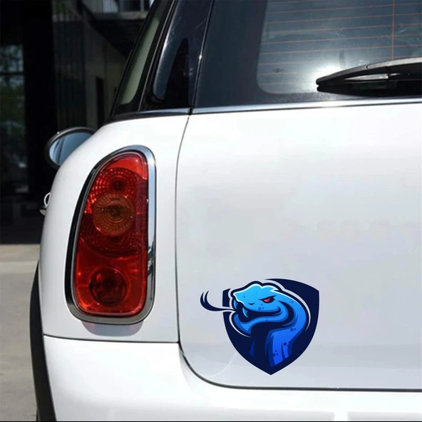 Mavi Yılan Sticker 10x10 cmRenkli Sticker - Resim 2