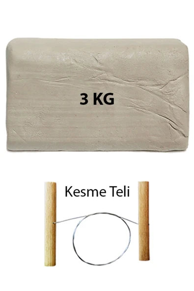 Beyaz Seramik Hamuru 3 kg Seramik Çamuru Çamur Kesme Teli Seramik Kili Şekillendirme Seti