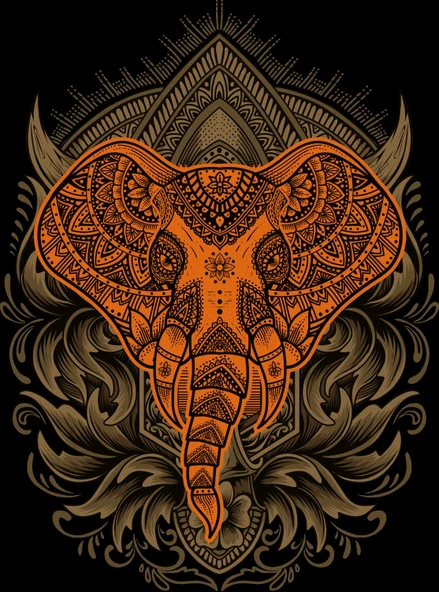 Motifli Fil Sticker 10x10 cmRenkli Sticker ürün görseli 1