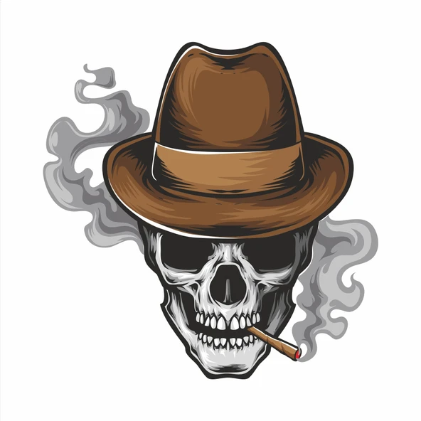 Kovboy Kurukafa Sticker 10x10 cmRenkli Sticker ürün görseli