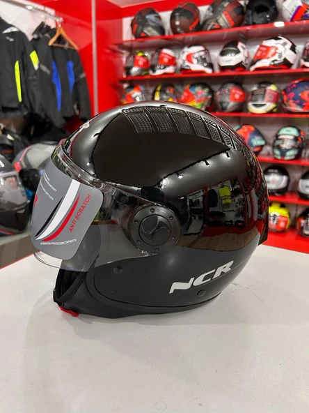 NCR AİR YARIM KASK PARLAK SİYAH (ECE BELGELİ) S BEDEN - 2