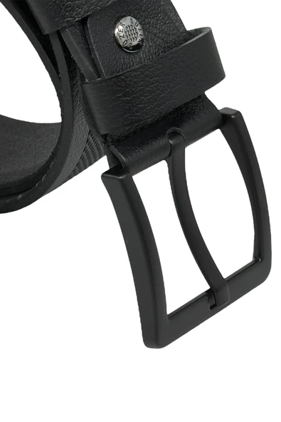 4.5 cm. Spor Hakiki Deri Ortası Desenli Model Erkek Kemer Siyah - Resim 5